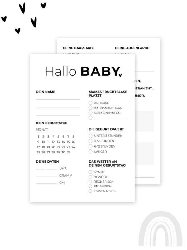 UNIK.HUS LINEOSTER.HUS Postkarte Babyshower Babyrätsel Hallo Baby-Karte
