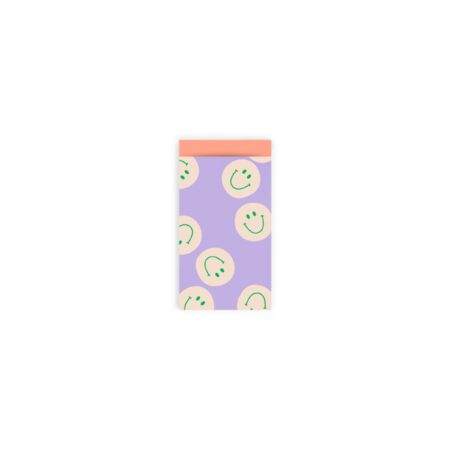 UNIK.HUS Flachbeutel Smiley Lila peach 7x13 cm Geschenktüte