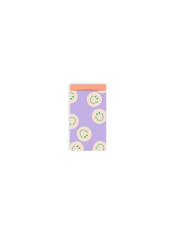 UNIK.HUS Flachbeutel Smiley Lila peach 7x13 cm Geschenktüte