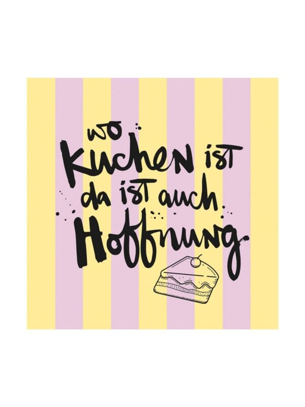 UNIK.HUS PPD Papierservietten Servietten Wo Kuchen ist, da ist auch Hoffnung lila-gelb