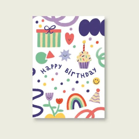 UNIK.HUS Vierundfünfzig Postkarte Happy Birthday Smiley Kinder bunt