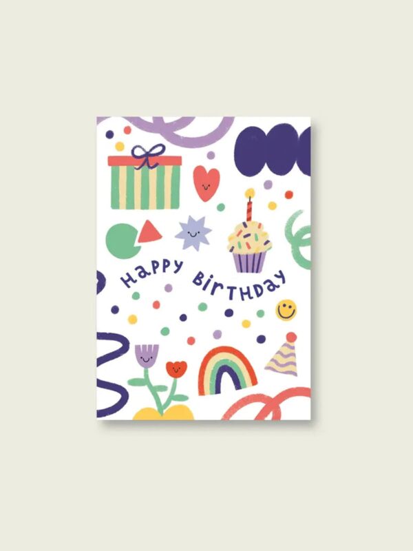 UNIK.HUS Vierundfünfzig Postkarte Happy Birthday Smiley Kinder bunt