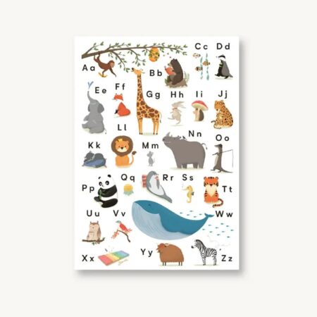 UNIK.HUS Vierundfünfzig Postkarte Affirmationen Kinder Einschulung ABC Tiere