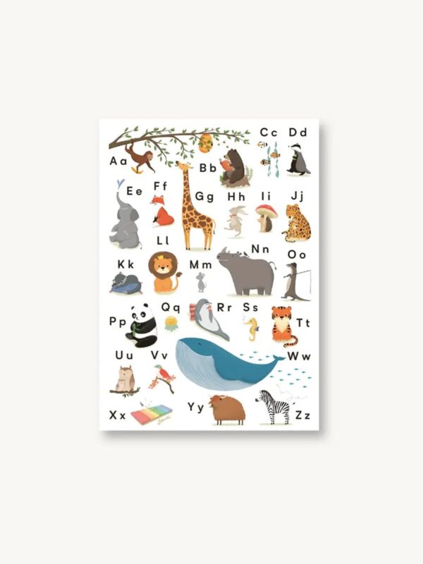 UNIK.HUS Vierundfünfzig Postkarte Affirmationen Kinder Einschulung ABC Tiere