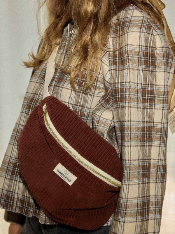 UNIK.HUS Gabrielle Paris Bauchtasche Umhängetasche Gürteltasche Bio-Baumwolle Samt, Cord bordeaux