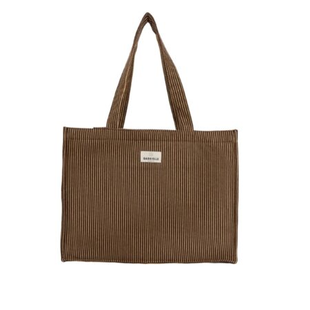 UNIK.HUS Gabrielle Paris Tasche Shopper Bio-Baumwolle Streifen braun Brauntöne