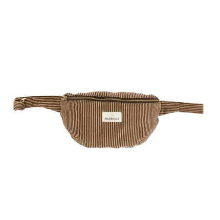 UNIK.HUS Gabrielle Paris Bauchtasche Umhängetasche Gürteltasche Bio-Baumwolle Streifen braun Brauntöne