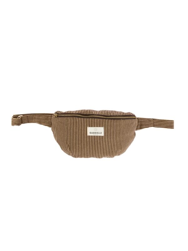 UNIK.HUS Gabrielle Paris Bauchtasche Umhängetasche Gürteltasche Bio-Baumwolle Streifen braun Brauntöne