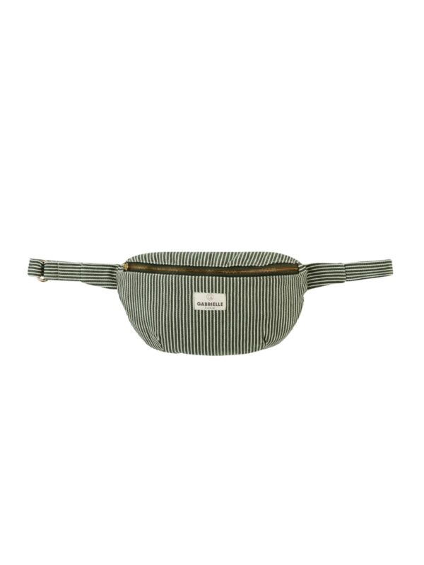 UNIK.HUS Gabrielle Paris Bauchtasche Umhängetasche Gürteltasche Bio-Baumwolle Streifen oliv-grün