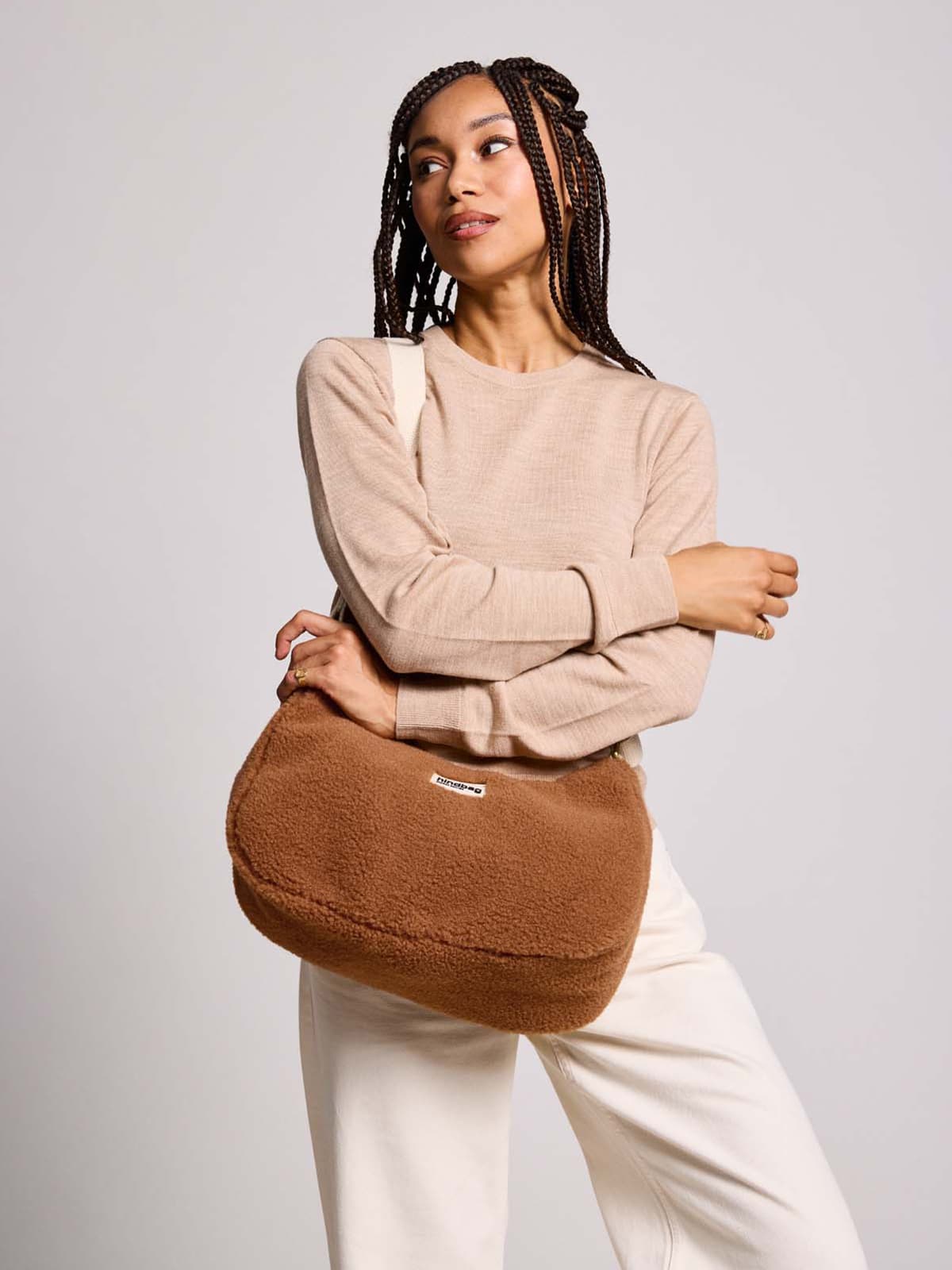 UNIK.HUS hindbag Tasche Rosa Teddy Braun