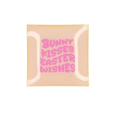 UNIK.HUS Glasteller bunny kisses easter wishes beige rosa