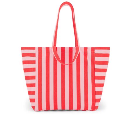 UNIK.HUS Rose in April Strandtasche Shopper Totebag Streifen candy pink tomato