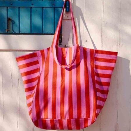 UNIK.HUS Rose in April Strandtasche Shopper Totebag Streifen orchid tomato