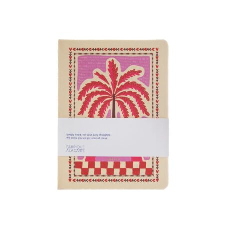 UNIK.HUS A-Journal Noitzbuch Journal liniert Palme rosa beige rot